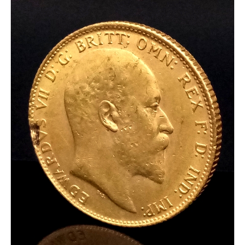 153 - A 1906 EDWARD VII FULL SOVEREIGN COIN. 22K GOLD. C-5002