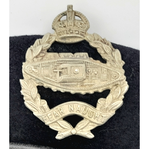 236 - 1944 Dated Royal Tank Regiment Beret & Badge. Maker Kangol.