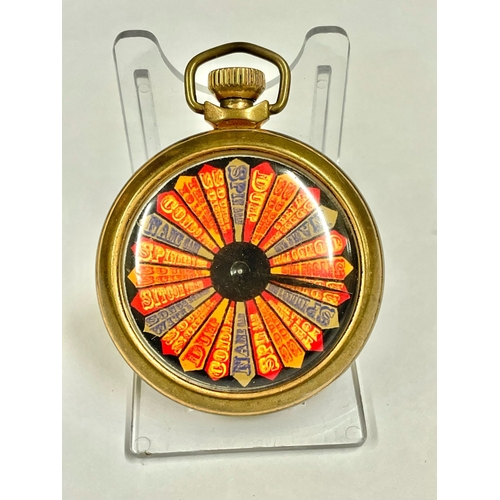 920 - A vintage spinning gaming pocket watch , when wound the hour hand lands randomly on a different mark... 