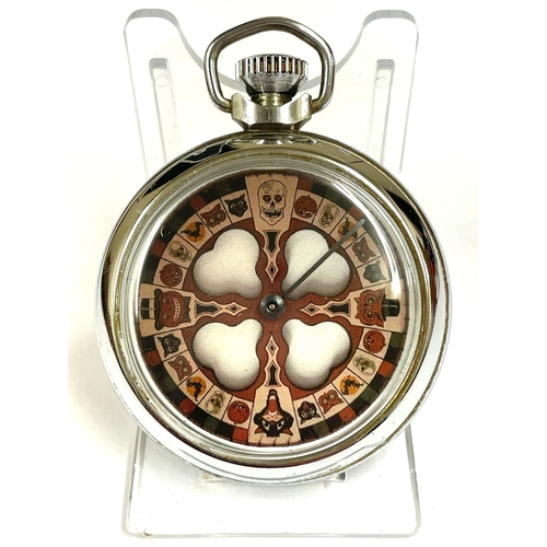 927 - A vintage spinning gaming pocket watch , when wound the hour hand lands randomly on a different mark... 