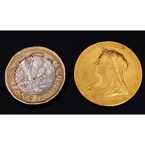 137 - AN 1837-1897 QUEEN VICTORIA DIAMOND JUBILEE GOLD MEDAL - 12.75G. 22K GOLD. C-5016