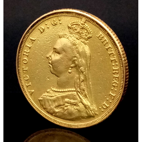 88 - AN 1887 VICTORIA, JUBILEE HEAD, MELBOURNE MINT, FULL SOVEREIGN. 22K GOLD. SD5001