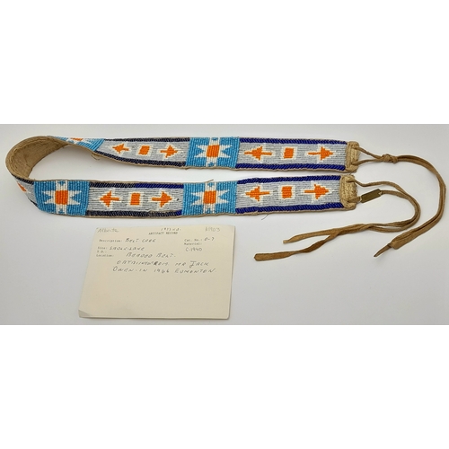 108 - A North American, Native Indian Cree Decorative Beaded Belt. Circa 1940. Comes with a note of proven... 