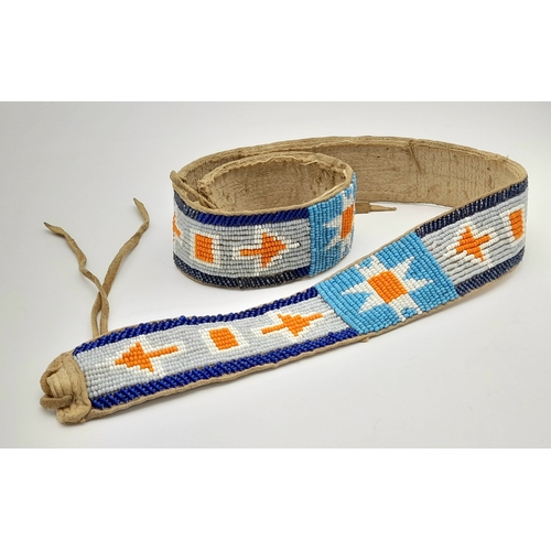 108 - A North American, Native Indian Cree Decorative Beaded Belt. Circa 1940. Comes with a note of proven... 