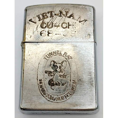 166 - A Vietnam War Era Zippo Lighter. 1966 Dated Coded on the base. His time as a Tunnel Rat was 1968-69.... 