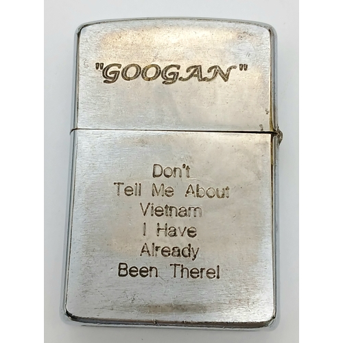 166 - A Vietnam War Era Zippo Lighter. 1966 Dated Coded on the base. His time as a Tunnel Rat was 1968-69.... 