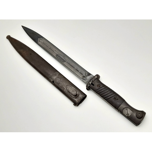 255 - A WW2 German K-98 Bayonet and Scabbard with matching numbers. Parkerised Etched Blade to the 1st SS ... 