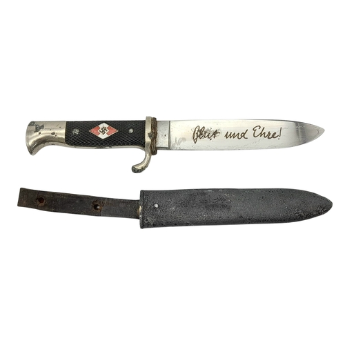 257 - A 3rd Reich Hitler Youth Knife by Jacobs & Co Solingen. Blood and Honour Blade.