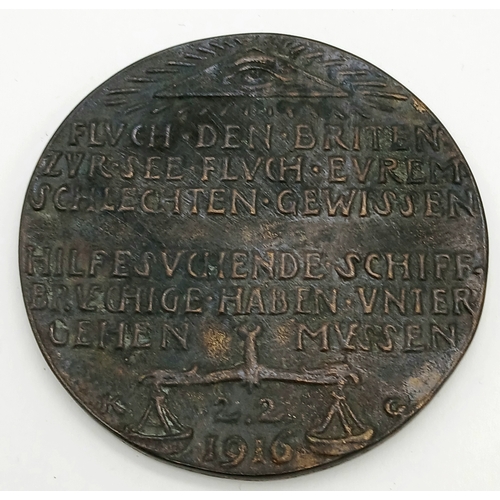 265 - A WW1 Imperial German Propaganda Medallion for the Zeppelin L19, which was shot down into the North ... 