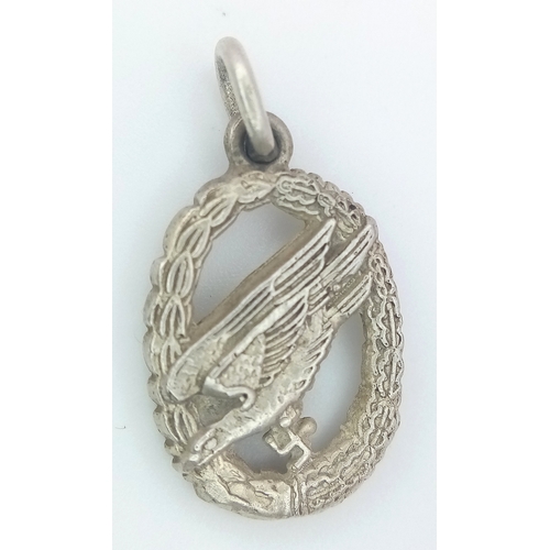 267 - A WW2 German .800 Marked Silver Fallschirmjäger Pendant.