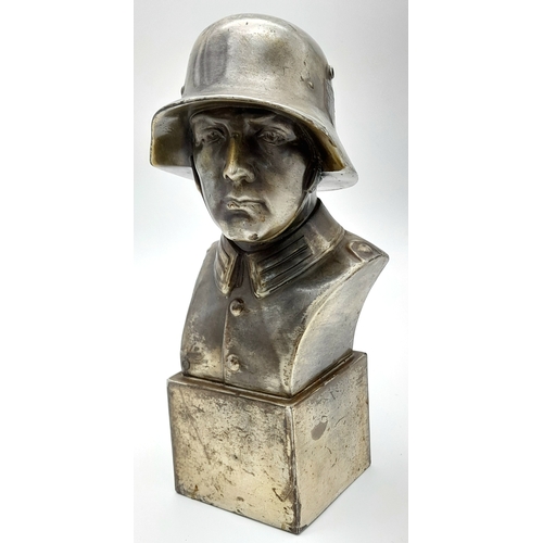 277 - A 3rd Reich Early Bust of a Heer (Army) Soldier in a Double Decal M17 Pattern Helmet.