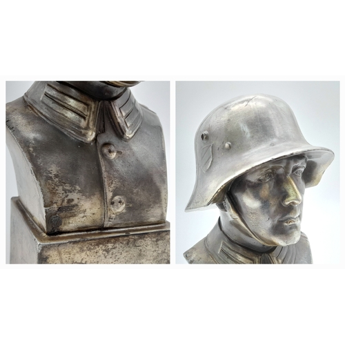 277 - A 3rd Reich Early Bust of a Heer (Army) Soldier in a Double Decal M17 Pattern Helmet.