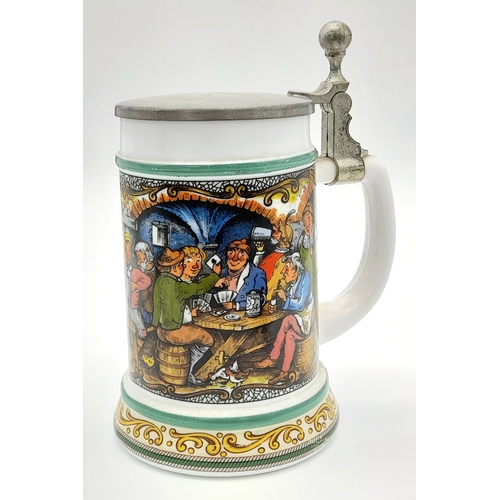 296 - A 3rd Reich Patriotic Lidded Glass Stein. ”All For Germany”