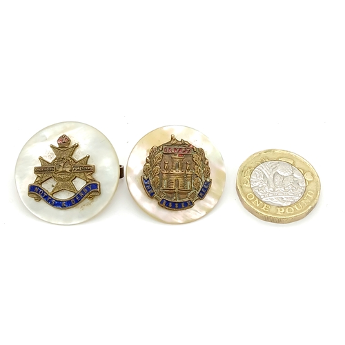 921 - Two WW2 Mother of Pearl Sweetheart Brooches. The Essex Regiment and the Nott’s & Derby Regiment.