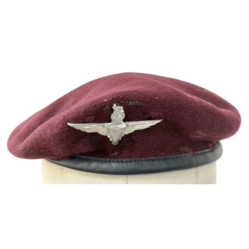 928 - A Current Day Parachute Regiment Officers Firmin Made Beret and Queens Crown cap badge.