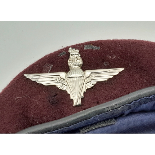 928 - A Current Day Parachute Regiment Officers Firmin Made Beret and Queens Crown cap badge.