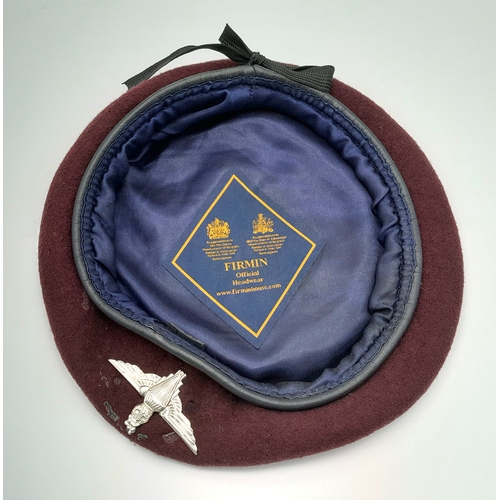 928 - A Current Day Parachute Regiment Officers Firmin Made Beret and Queens Crown cap badge.