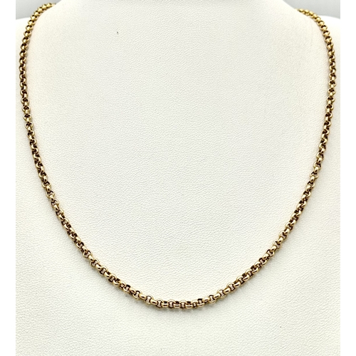 135 - A Vintage 9K Yellow Gold Belcher Chain. 62cm. 7.9g.