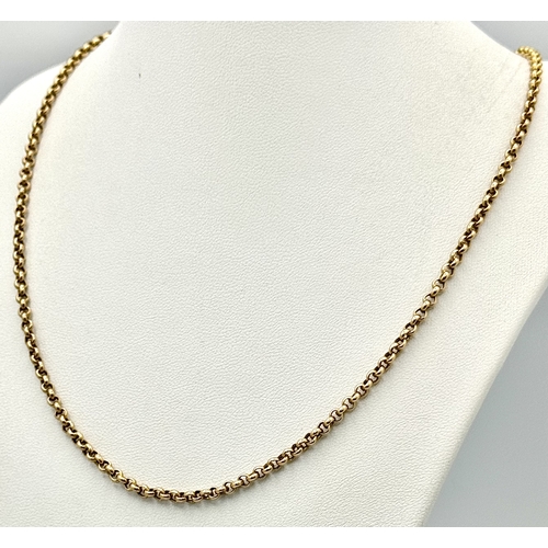 135 - A Vintage 9K Yellow Gold Belcher Chain. 62cm. 7.9g.