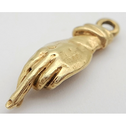 245 - Unusual and interesting 14 CARAT GOLD, LUCKY HAND CHARM/PENDANT . Having fingers crossed for good lu... 