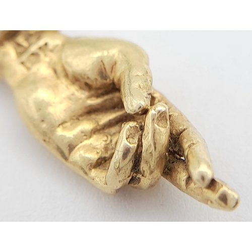 245 - Unusual and interesting 14 CARAT GOLD, LUCKY HAND CHARM/PENDANT . Having fingers crossed for good lu... 