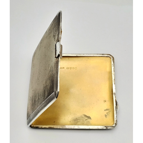 406 - Antique SILVER CIGARETTE CASE. Full hallmark for Chester 1935. Art Deco Period Slimline Style with e... 