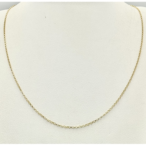 408 - A 9K Yellow Gold Disappearing Necklace. 44cm. 0.75g