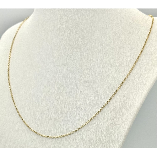 408 - A 9K Yellow Gold Disappearing Necklace. 44cm. 0.75g