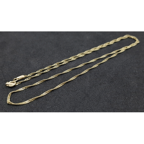 112 - Lovely Italian 9 CARAT GOLD FINE TINSEL TWIST CHAIN NECKLACE. Fully hallmarked. 1.8 Grams . 46 cm.(1... 