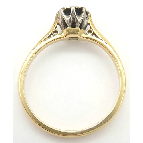 133 - Impressive 18 CARAT GOLD and DIAMOND RING. Consisting a faceted DIAMOND, illusion set  to top in a P... 