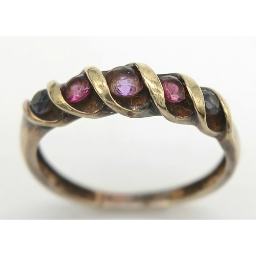 168 - Delightful 9 CARAT GOLD RING set with Round Cut Colette Mounted GEMSTONES in Shades of Pink. Full UK... 