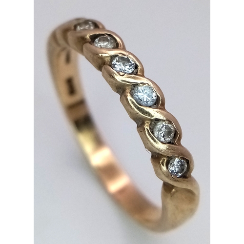 21 - Beautiful 9 CARAT GOLD DIAMOND RING. Fully hallmarked. Having 7 x DIAMONDS set to top in Colette Scr... 