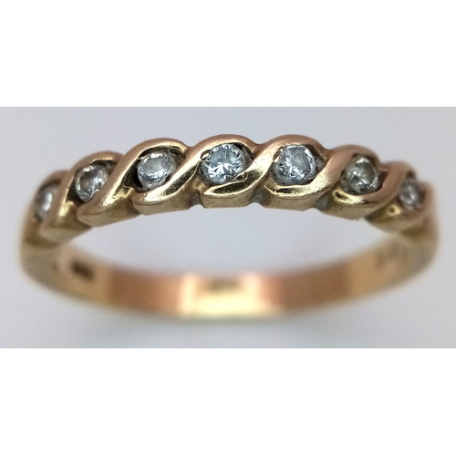 21 - Beautiful 9 CARAT GOLD DIAMOND RING. Fully hallmarked. Having 7 x DIAMONDS set to top in Colette Scr... 