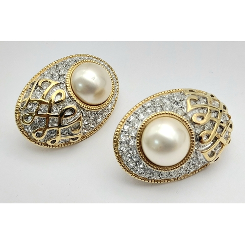 287 - Vintage HARRODS EARRINGS from the DUCHESS of WINDSOR COLLECTION. Crystal encrusted and 24 CARAT Gold... 