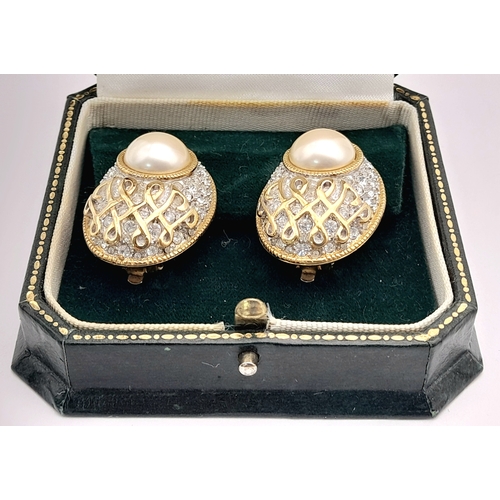 287 - Vintage HARRODS EARRINGS from the DUCHESS of WINDSOR COLLECTION. Crystal encrusted and 24 CARAT Gold... 