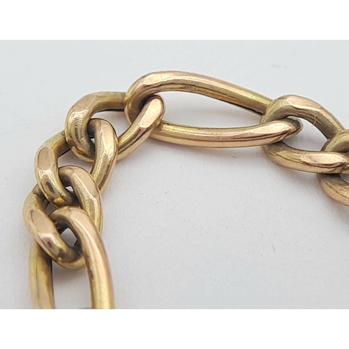 56 - Classic ITALIAN 9 CARAT GOLD FIGARO LINK CHAIN BRACELET. 2.4 grams. 18cm.