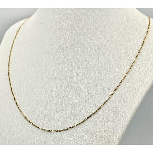 90 - A 9K Yellow Gold Disappearing Necklace. 45cm. 1.55g