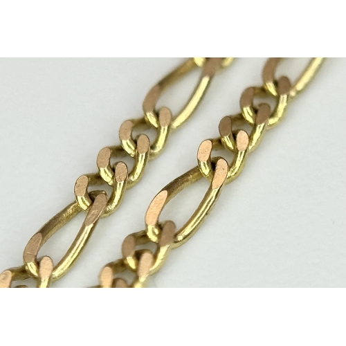 90 - A 9K Yellow Gold Disappearing Necklace. 45cm. 1.55g