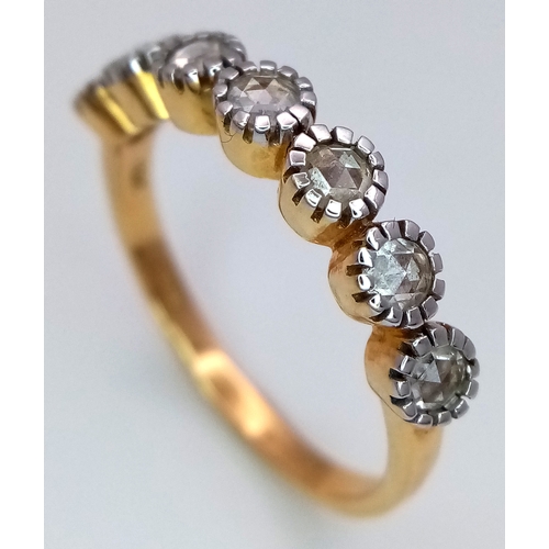 91 - Fabulous 18 CARAT GOLD and DIAMOND RING. Consisting a sweep of 7 X  DIAMONDS Collette Mounted to top... 