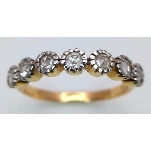 91 - Fabulous 18 CARAT GOLD and DIAMOND RING. Consisting a sweep of 7 X  DIAMONDS Collette Mounted to top... 