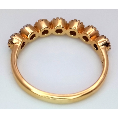 91 - Fabulous 18 CARAT GOLD and DIAMOND RING. Consisting a sweep of 7 X  DIAMONDS Collette Mounted to top... 