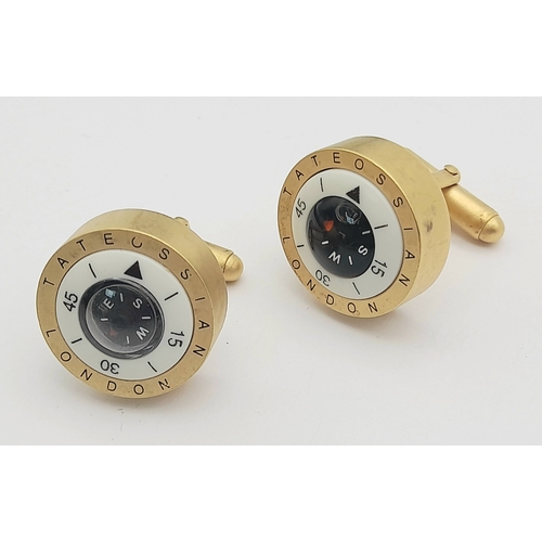 98 - Genuine pair of TATEOSSIAN COMPASS CUFFLINKS. Tateossian is a Store in LONDON’S MAYFAIR specialising... 