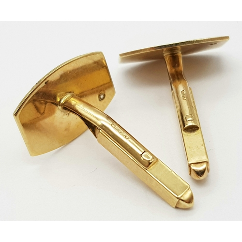 237 - A PAIR OF 9K YELLOW GOLD DIAMOND SET CUFFLINKS. 5.9G. SC5045.