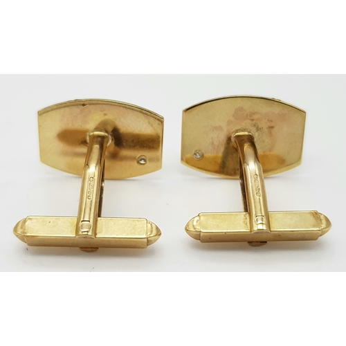 237 - A PAIR OF 9K YELLOW GOLD DIAMOND SET CUFFLINKS. 5.9G. SC5045.