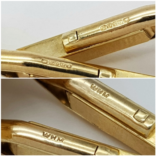 237 - A PAIR OF 9K YELLOW GOLD DIAMOND SET CUFFLINKS. 5.9G. SC5045.