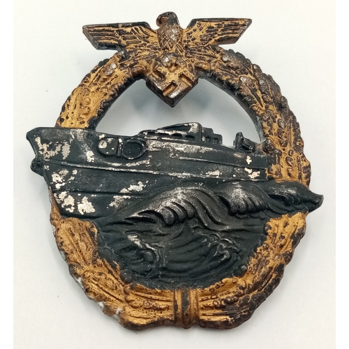 278 - A 2nd Pattern German Kriegsmarine E-Boat Badge. Maker Marked A.G.M.u.K. Gablonz.