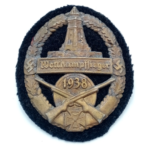 288 - 1938 Dated German Kyffhäuser Leuge Bronze Shooting Winners Badge.