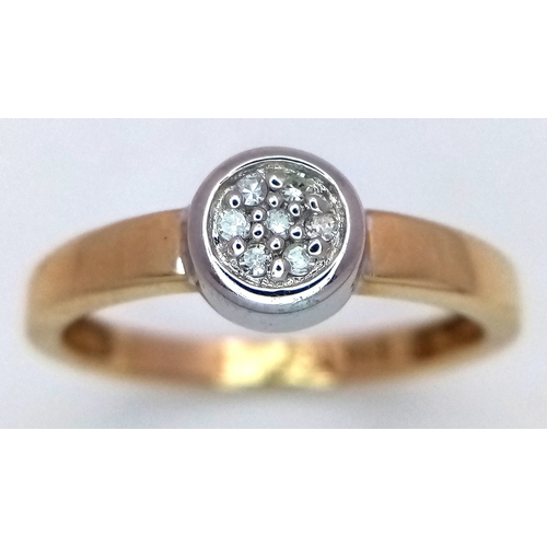 405 - A 14K YELLOW GOLD DIAMOND SET RING. 2.7G. SIZE P. SC5061.