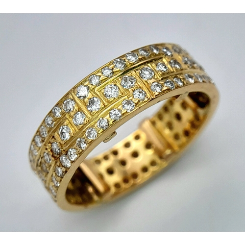 64 - AN 18K YELLOW GOLD DIAMOND SET BAND RING 1.20CT , 6.3G TOTAL WEIGHT, SIZE J/K. REF: LIAM 5001