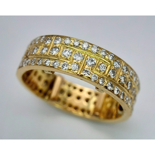 64 - AN 18K YELLOW GOLD DIAMOND SET BAND RING 1.20CT , 6.3G TOTAL WEIGHT, SIZE J/K. REF: LIAM 5001